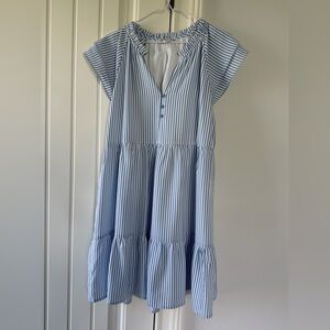 Joy Joy Blue and White Striped Mini Dress